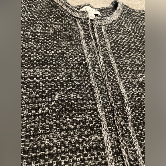 Elle Women's Black White Gray Knit Open Front Sweater Cardigan Size Medium - Picture 3 of 10